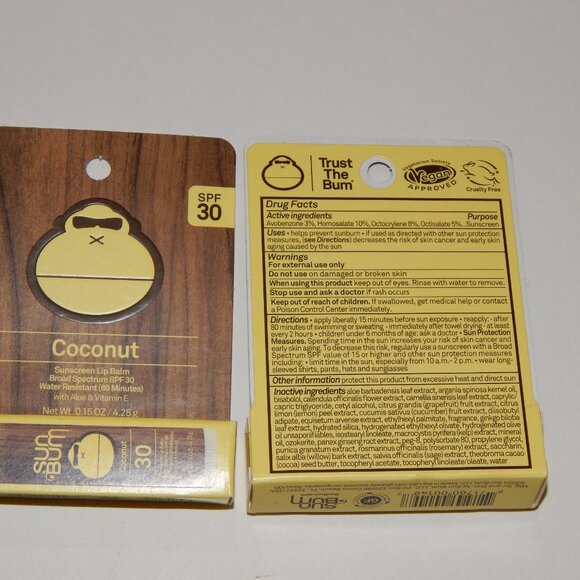 12 Sun Bum Coconut SPF 30 Broad Spectrum - .15oz Sunscreen Lip Balms Exp 2027 - Picture 2 of 3